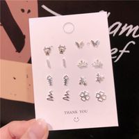 1 Pair Cute Sweet Four Leaf Clover Crown Fish Tail Alloy Ear Studs sku image 17