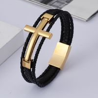 Vintage Style Cross Titanium Steel Plating Men's Bracelets sku image 3