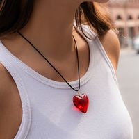 Vintage Style Heart Shape Plastic Flocking Wholesale Pendant Necklace sku image 3