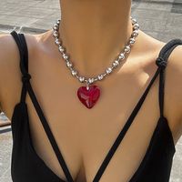 Vintage Style Heart Shape Plastic Flocking Wholesale Pendant Necklace main image 3