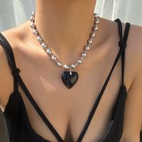 Vintage Style Heart Shape Plastic Flocking Wholesale Pendant Necklace sku image 10