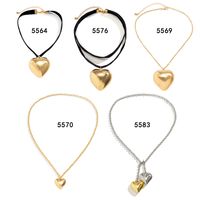 Vintage Style Heart Shape Plastic Flocking Wholesale Pendant Necklace main image 2