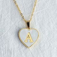 Wholesale Cute Sweet Letter Titanium Steel Plating Inlay Shell Pendant Necklace sku image 29