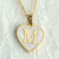 Wholesale Cute Sweet Letter Titanium Steel Plating Inlay Shell Pendant Necklace sku image 41