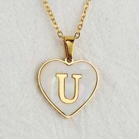 Wholesale Cute Sweet Letter Titanium Steel Plating Inlay Shell Pendant Necklace sku image 49