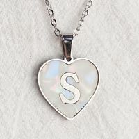Wholesale Cute Sweet Letter Titanium Steel Plating Inlay Shell Pendant Necklace sku image 21
