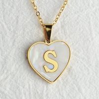 Wholesale Cute Sweet Letter Titanium Steel Plating Inlay Shell Pendant Necklace sku image 47