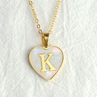 Wholesale Cute Sweet Letter Titanium Steel Plating Inlay Shell Pendant Necklace sku image 39