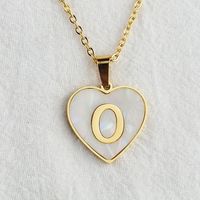 Wholesale Cute Sweet Letter Titanium Steel Plating Inlay Shell Pendant Necklace sku image 43
