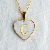 Wholesale Cute Sweet Letter Titanium Steel Plating Inlay Shell Pendant Necklace sku image 31