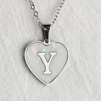 Wholesale Cute Sweet Letter Titanium Steel Plating Inlay Shell Pendant Necklace sku image 27