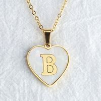 Wholesale Cute Sweet Letter Titanium Steel Plating Inlay Shell Pendant Necklace sku image 30