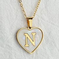 Wholesale Cute Sweet Letter Titanium Steel Plating Inlay Shell Pendant Necklace sku image 42