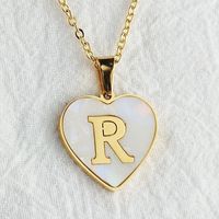 Wholesale Cute Sweet Letter Titanium Steel Plating Inlay Shell Pendant Necklace sku image 46