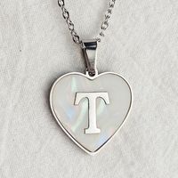 Wholesale Cute Sweet Letter Titanium Steel Plating Inlay Shell Pendant Necklace sku image 22