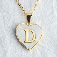 Wholesale Cute Sweet Letter Titanium Steel Plating Inlay Shell Pendant Necklace sku image 32
