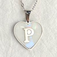 Wholesale Cute Sweet Letter Titanium Steel Plating Inlay Shell Pendant Necklace sku image 18