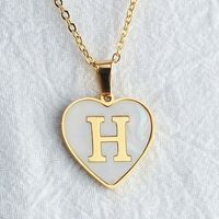 Wholesale Cute Sweet Letter Titanium Steel Plating Inlay Shell Pendant Necklace sku image 36