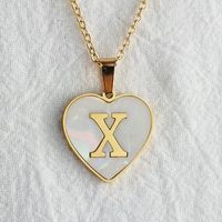 Wholesale Cute Sweet Letter Titanium Steel Plating Inlay Shell Pendant Necklace sku image 52