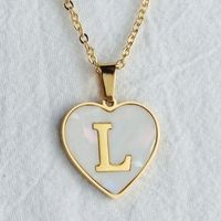 Wholesale Cute Sweet Letter Titanium Steel Plating Inlay Shell Pendant Necklace sku image 40