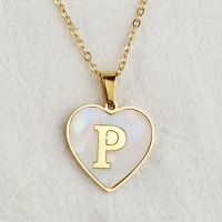 Wholesale Cute Sweet Letter Titanium Steel Plating Inlay Shell Pendant Necklace sku image 44