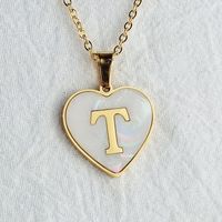 Wholesale Cute Sweet Letter Titanium Steel Plating Inlay Shell Pendant Necklace sku image 48