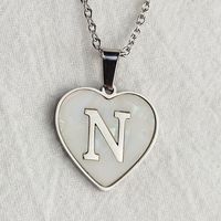 Wholesale Cute Sweet Letter Titanium Steel Plating Inlay Shell Pendant Necklace sku image 16