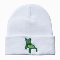 Unisex Cartoon Style Basic Frog Embroidery Crimping Wool Cap sku image 2