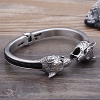 Style Vintage Loup Acier Au Titane Placage Hommes Bracelet main image 2