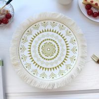 Baroque Style Solid Color Jute Placemat 1 Piece sku image 23