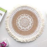 Baroque Style Solid Color Jute Placemat 1 Piece sku image 30