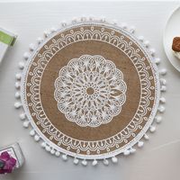 Baroque Style Solid Color Jute Placemat 1 Piece sku image 16