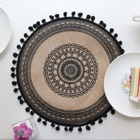 Baroque Style Solid Color Jute Placemat 1 Piece sku image 12