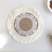 Baroque Style Solid Color Jute Placemat 1 Piece sku image 3