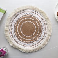 Baroque Style Solid Color Jute Placemat 1 Piece sku image 29