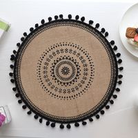 Baroque Style Solid Color Jute Placemat 1 Piece sku image 11