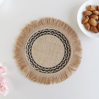 Baroque Style Solid Color Jute Placemat 1 Piece sku image 6