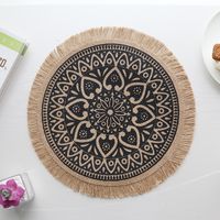 Baroque Style Solid Color Jute Placemat 1 Piece sku image 35