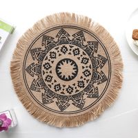Baroque Style Solid Color Jute Placemat 1 Piece sku image 31
