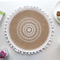 Baroque Style Solid Color Jute Placemat 1 Piece sku image 13