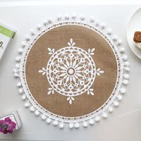 Baroque Style Solid Color Jute Placemat 1 Piece sku image 17