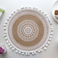 Baroque Style Solid Color Jute Placemat 1 Piece sku image 14