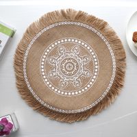 Baroque Style Solid Color Jute Placemat 1 Piece sku image 32