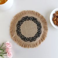 Baroque Style Solid Color Jute Placemat 1 Piece sku image 5