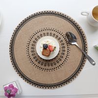 Baroque Style Solid Color Jute Placemat 1 Piece sku image 8