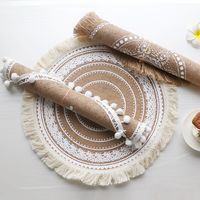 Baroque Style Solid Color Jute Placemat 1 Piece main image 2