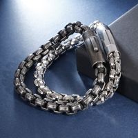 Retro Solid Color Titanium Steel Chain 18K Gold Plated Men's Bracelets main image 3