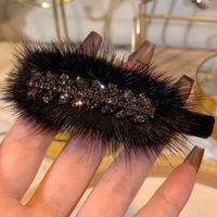 Simple Style Solid Color Mink Hair Patchwork Hair Clip sku image 1