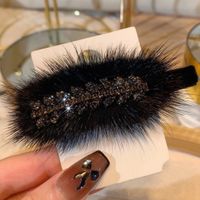 Simple Style Solid Color Mink Hair Patchwork Hair Clip main image 1