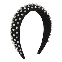 Simple Style Commute Color Block Solid Color Cloth Handmade Inlay Rhinestones Hair Band sku image 1